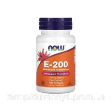 Вітамін Е зі змішаними токоферолами, Vitamin E, Now Foods, 200 МО, 100 гелевих капсул