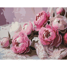 Картина за номерами Strateg ПРЕМІУМ Квіткова феєрія з лаком та рівнем розміром 40х50 см (VA-4649)