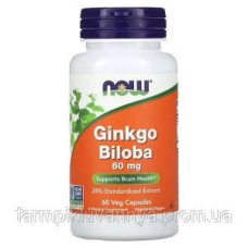 Ginkgo Biloba 60 мг натуральна домішка Now Foods 60 капс