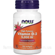 Вітаміни Now Foods Вітамін D3 5000IU 120 желатин. капс.