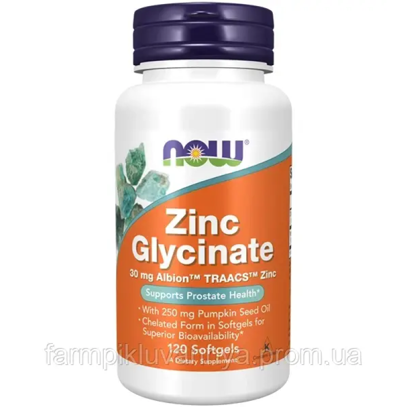 NOW Zinc Glycinate 30 мг 120 капс