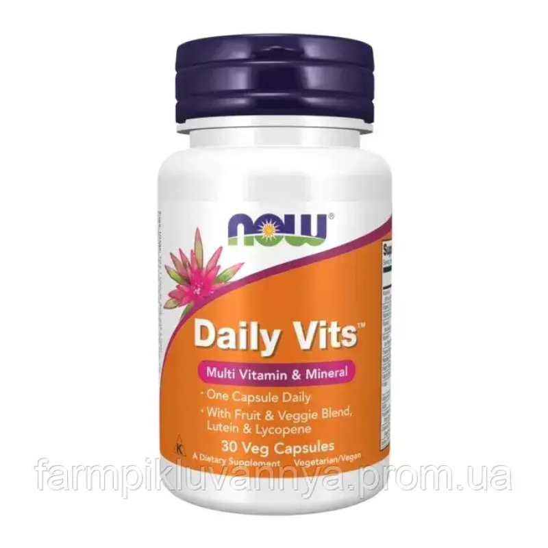 Вітаміни NOW Foods, Daily Vits 30 капс Вітаміни NOW Foods, Daily Vits 30 капс