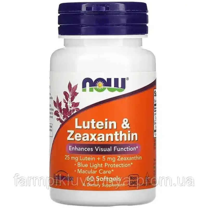 Лютеїн, Lutein & Zeaxanthin, Now Foods, 60 капс