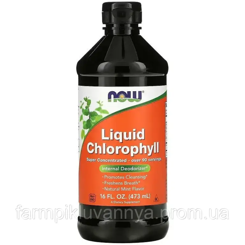 Натуральна добавка Now Foods Рідкий Хлорофіл, Liquid Chlorophyll, м“ятний смак, 473 мл.