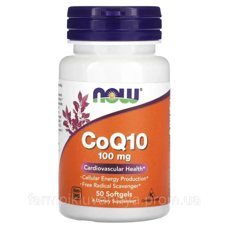 Натуральна домішка Now Foods CoQ10 100 мг 50 софткапсул