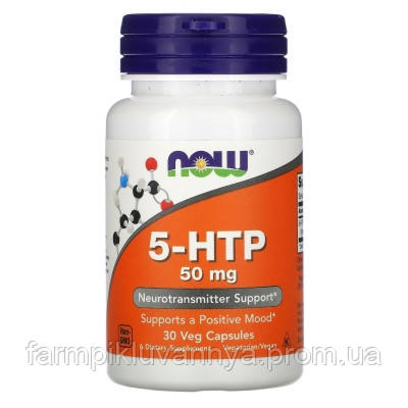 Амінокислота Now Foods 5-HTP (Гідрокситриптофан) 50 мг 30 гелевих капс.
