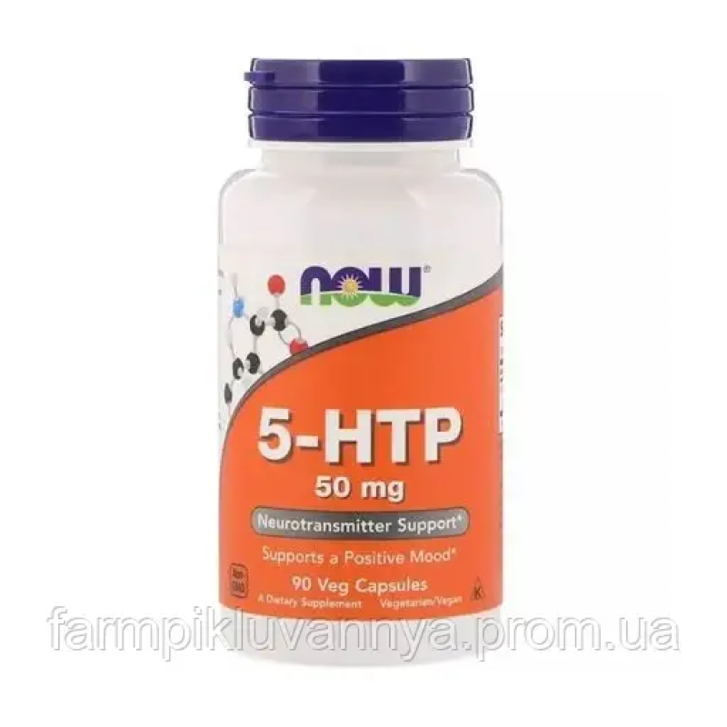 Амінокислота Now Foods 5-HTP (Гідрокситриптофан) 50 мг 90 вегетаріанських капс.